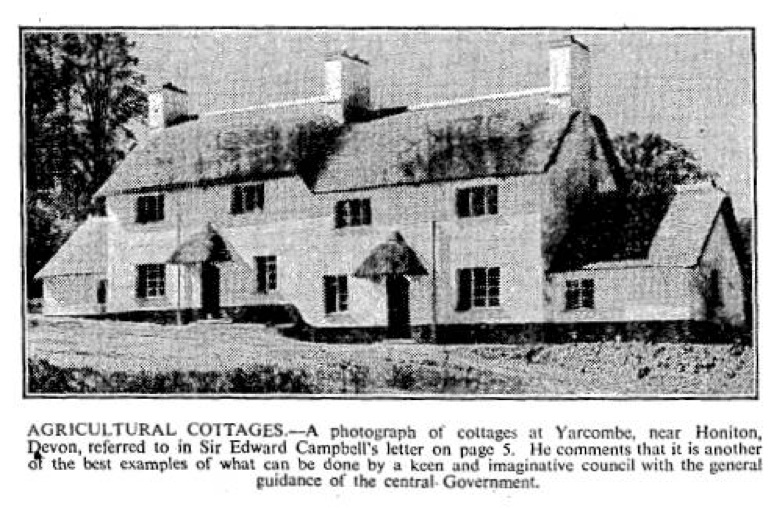 Council houses at Yarcombe - extract from the Times, 23 December 1944